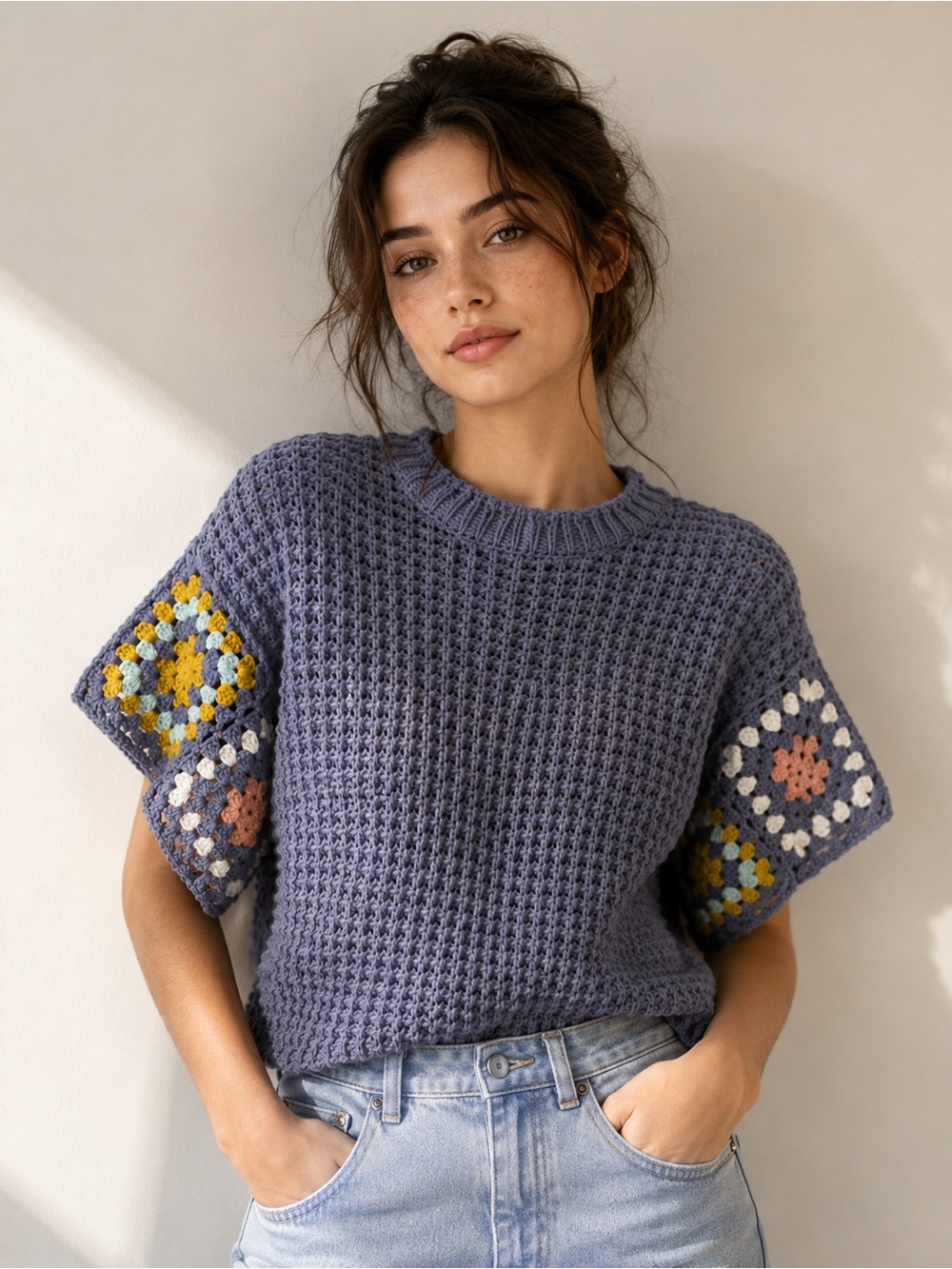 Universal Thread Gray Crochet Knit Sweater